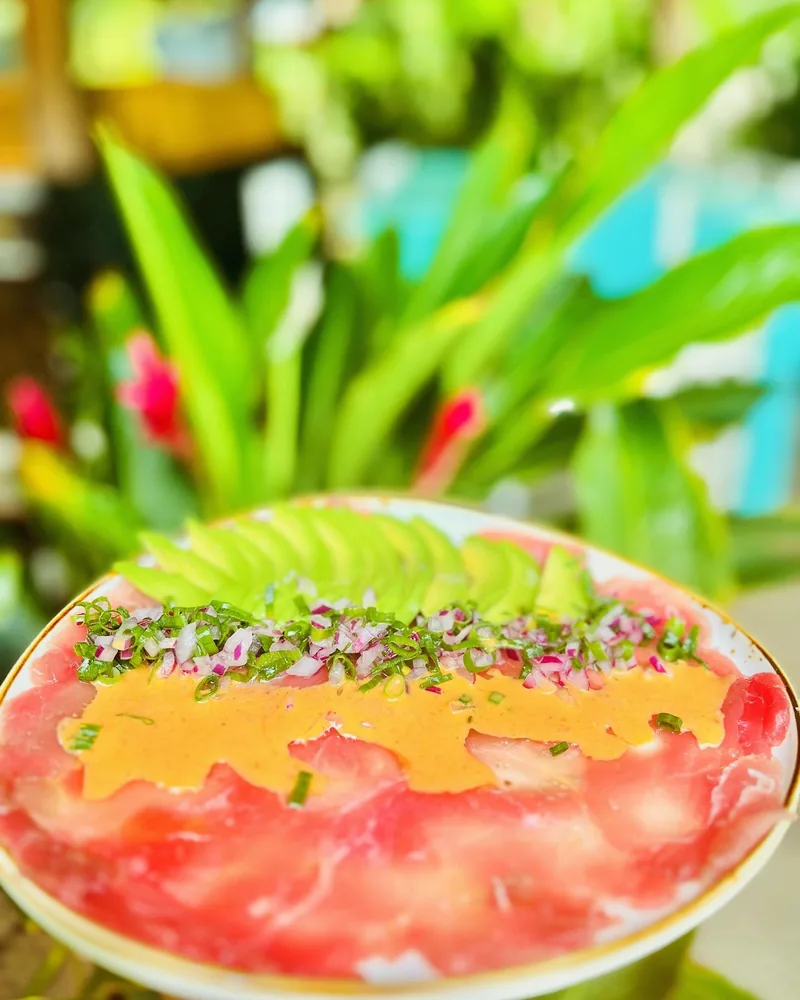 Fresh tuna carpaccio prepared at YoYo's Food and Bar
